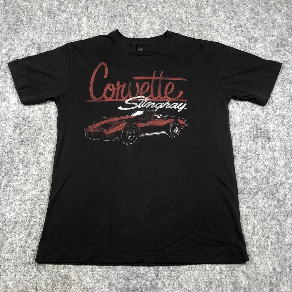 GM Corvette Stingray Shirt Mens M Black Red Car Graphic Tee Tagless Cotton